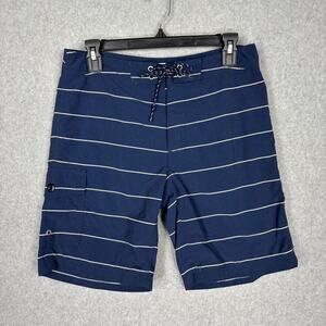 J Crew Swim Trunks Mens Size 29 Navy‎ Shorts Striped Nautical Preppy 8" Inseam